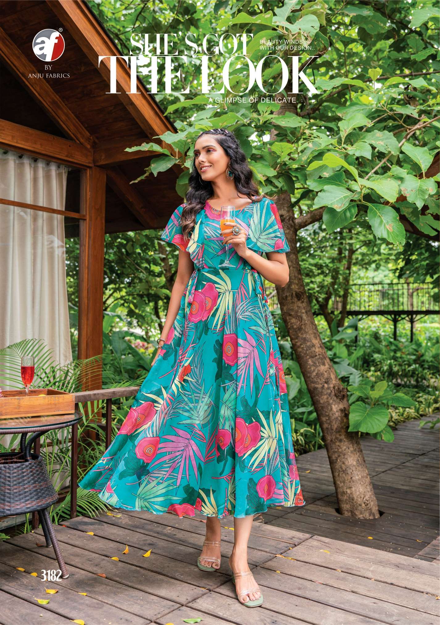 CORAL CHARM VOL 3  PRINTED VISCOSE PREMIUM CHIFFON DESIGNER KURTI WITH  FANCY BROOCH BY AF BRAND 1002